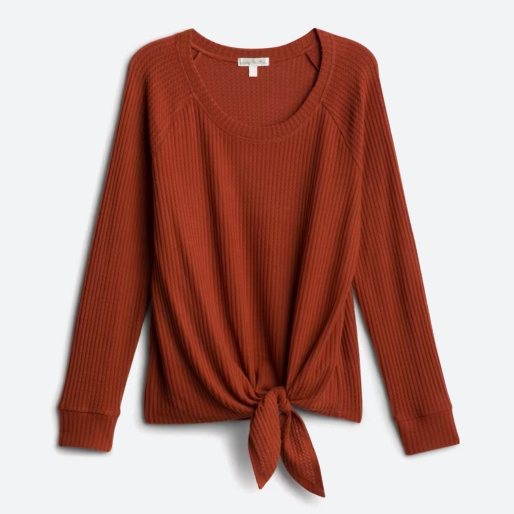 Billie Tie Front Brushed Knit Top